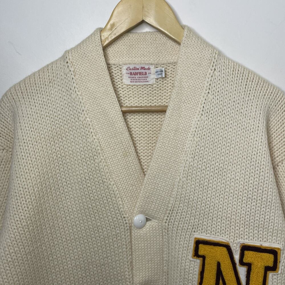 VTG 60s Letterman Cream Cardigan Varsity Letter Sweater Track Running Champs 42 - Picture 14 of 16